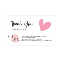 3MP2 Gift Cards Pink coated paper thank you card business bag gift decoration gorgeous thanks business card handmade with love 30 sheets/pack d240529