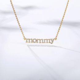 Neue personalisierte Mamabrief Zirkon Halskette Anhänger für Frauen Kristall Choker Kette Schmuck Muttertag Geburtstag Beste Geschenke 330c