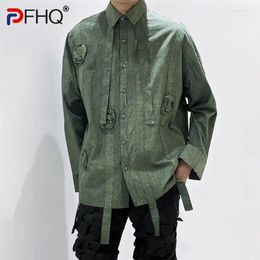 Men's Casual Shirts PFHQ Long Sleeved Summer Handmade Flowers Single Breasted Loose Haute Quality Male Lapel Tops Versatile 21Z4852