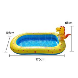 Dinosaur Inflatable Swimming Pool for Children Kids Non-Slip Splash Pad Sprinkler Play Mat Summer Outdoor Pool Garden Water Toys