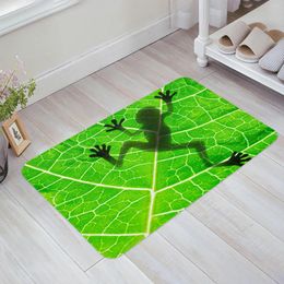 Carpets Frog Shadow Leaf Plant Green Floor Mat Entrance Door Living Room Kitchen Rug Non-Slip Carpet Bathroom Doormat Home Decor