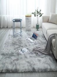 Carpets Nordic Plush Carpet Soft AntiSlip Bedroom Mat Water Absorption Living Room Faux Fur Area TieDyeing Rug Floor Blanket2477410