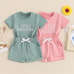 Clothing Sets Little Baby Boys Girls Summer Outfits Fashion Letter Embroidery Kids Clothes Short Sleeve Tops Shorts Toddler Set