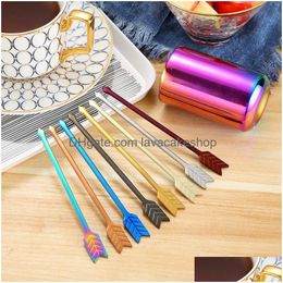 Other Kitchen Tools Home Arrow Fruit Sticks Gold Rainbow Pick Short Skewers Stainless Steel El Dish Drop Ship Delivery Garden Kitchen, Dhgyz