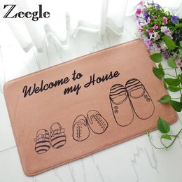 Carpets Zeegle Shoes Pattern Doormat Flannel Home Entrance Mats Anti-slip Bathroom Floor Mat Bedroom Bedside Rugs Kitchen