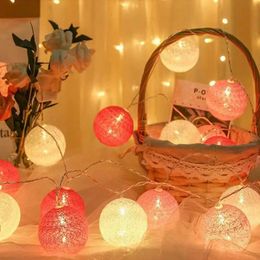 LED Cotton Rattan Ball Lighting Strings Fairy Garland String Lights Wedding Party Christmas Outdoor Garden Decoration Lamp Bulb 240529