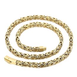 6mm 26inch Black gold silver Byzantine Chain Solid Knotted Link Necklace For Mens Gifts Stainless steel Jewellery 304D