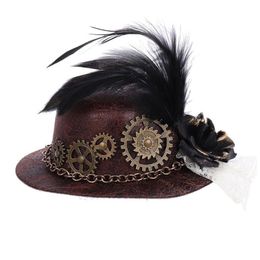 Other Event & Party Supplies Halloween Gothic Mini Top Hat Steampunk Gears Chain Feather Cosplay Hair Clip N58F 235N