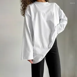 Women's T Shirts Leisure T-shirt For Spring 2024 Loose Solid Round Neck Long Sleeved Bottom Top