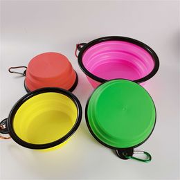 Collapsible Silicone Dog Bowl Foldable Expandable Cup Dish Portable Travel Bowl with Carabiner for Small Pet Food Water Feeding
