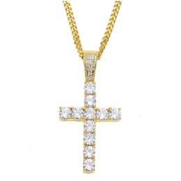 Men Women Hip Hop Cross Pendant Necklace Fully Cubic Zirconia Rhinestone Necklace 24 24inch Cuba Chain 18K Gold Silver Plated Jewelry 312K