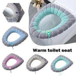 Toilet Seat Covers Thicken Plush Closestool Pad Winter Warm Mat Reusable Cushion Cover Pads Handle W/ Washable Z0L4