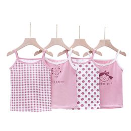 Summer Tank Tops For Girls Cartoon Underwear Young Teens In Lingerie Cotton Sport Top Children Undershirts 4pcs/lot