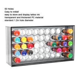 50 Hole Tattoo Ink Holder Display Stand Wall-Mounted Tattoo Pigment Bottle Rack Tattoo Ink Organizer Storage Box Rack Make Up