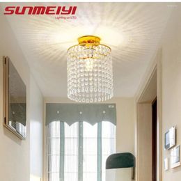 Ceiling Lights Modern Gold Crystal Small Round Light For Corridor Aisle Balcony Bedroom Living Room Led Home Indoor Fixtures