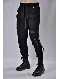 Men's Pants Darktechwear Heavy Wash Multi-pocket Lace-up Overalls Slim-fit With Punk