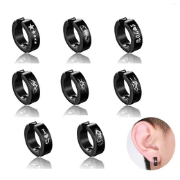 Backs Earrings 1Pc Black Punk Titanium Steel Ear Clip For Men Women Fashion Design Non Piercing Fake Circle Hip Hop Jewelry