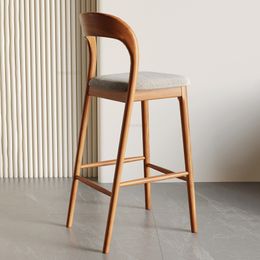 Nordic Solid Wood Bar Chairs American Retro Bar Chair Showroom Front Desk Chair Home Modern Simple High Bar Stool for Kitchen