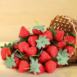 Party Decoration 10Pcs Artificial Strawberry Simulation Plastic Fake Fruit Prop Display Table Home Wedding Decor