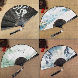 Decorative Figurines Chinese Japanese Style Silk Fan Folding Wedding Art Gifts Dance Hand Held Vintage Bamboo Flower