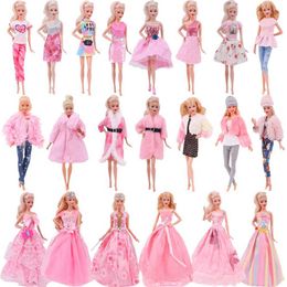 Doll Apparel 30Cm Doll Clothes Pink Plush Overcoat Outfit Princess Dress Fashionable Suit For Barbies 11.8inch Doll Casual Clothing Girl Gift Y240529