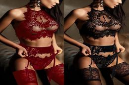 Women Lingerie Sexy Erotic Bra Thongs Garters Set Sleepwear Exotic Underwear Porn Sex Costumes Transparent Lace Babydoll4613080