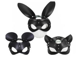 Fetish Head Mask BDSM Bondage Restraints Faux Leather Rabbit Cat Ear Bunny Masks Roleplay Sex Toy For Men Women Cosplay Games3027448