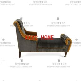 American Country Fabric Chaise Couch Living Room Leisure Lazy Sofa
