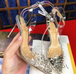 Heels Transparent plastic belt nail With Shallow Mouth Women039s Dress Shoes Fashion Spikes Pumps 81012CM9282277