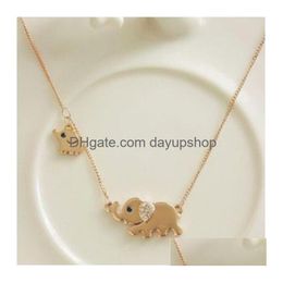Pendant Necklaces New Cute Elephant Family Stroll Design Fashion Women Charming Crystal Chain Necklace Chocker Drop Delivery Jewellery P Dhrmu