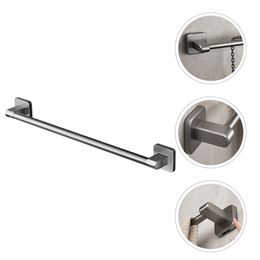 Wall Nail-free Single Pole Towel Hanging Rack Shower Door Bar Adhesive Holder for Bathroom Kitchen Cabinets