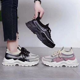 Casual Shoes Mesh Breathable Sneakers Thick-Soled Fashion For Women Soft Comfortable Height Increasing Plus Size 40