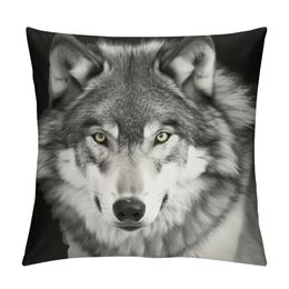Wolf Portrait Satin Pillowcase for Hair and Skin Washable Pillowcase, Anilmal Pillow Cases Cooling Satin Pillow Covers with Envelope Closure