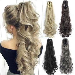 Wig Synthetic Fibre grip ponytail women's long hair with water wavy large waves long curly synthetic Fibre wig