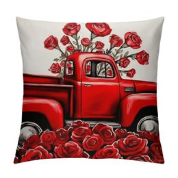 Valentines Day Pillow Covers for Valentines Decor Red Love Heart Roses Valentines Day Throw Pillows Decorative Cushion Cover Valentine's Day Pillowcase for Sofa Bed
