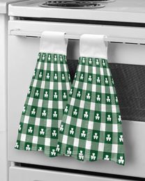 Towel Clover Green Lattice Soft Microfiber Hand Kitchen Wash Cloths Towels Portable Cleaning