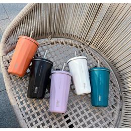 Water Bottles Summer Simple Cold Niche Design Sense Coffee Cup Car Straw Prismatic Thermal Insulation