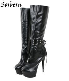 Sorbern 15Cm High Heel Boots Women Knee Lace Up Ankle Straps Platform Pole Dance Stripper Heels Custom Wide Fit Boot Ladies6204296