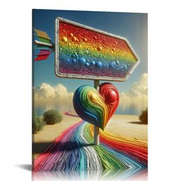 Rainbow Everyone is Welcome Here Wooden Box Sign Desk Decor LGBTQ Gay Pride Flag Wood Block Plaque Box Signs Gift for Home School Shelf Table Decoration