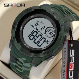 Wristwatches Sanda Brand 2185 Military Fashion Men's LED Night Light Digital Sports Multi Functional Waterproof Electronic Watch