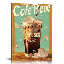 Sign Iced Coffee Decor Wall Art Store Shop Kitchen