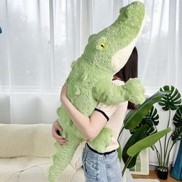 55-115CM Soft Crocodile Fluffy Stuffed Animal Plush Toy Green Pillow Full Doll Jungle Giant Alligator Kids Anime Birthday Gift