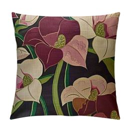 Throw Pillow Cushion Covers Design Beauty Pattern Pink Purple Calla White Zantedeschia Lilies Nature Textures Lily Decoration Square Pillow Case for Couch Sofa Car