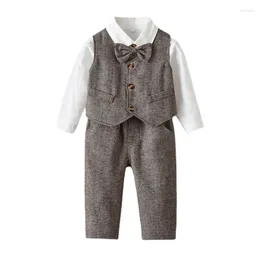 Clothing Sets Children's Autumn Boy Long Sleeve Cotton Cardigan Baby British Vest Gentleman Suit Dress Kids