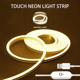 LED Neon Light Strip Warm light USB 5V Touch Sensor Switch 108 LEDs/M Waterproof For Outdoor Garden Cabinet Backlight Decor