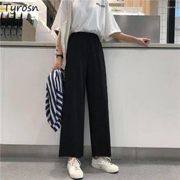 Women's Pants Casual Women Wide Leg Pant High Waist Streetwear Ulzzang Soft Chic Solid Black Baggy Ankle-length Trousers Mujer Holiday