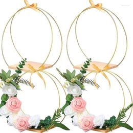 Decorative Flowers 1Set Elegant Wood Base Wreath Ring DIY Crafts And Home Decoration Accessory For Wedding Festival Holiday Supplies