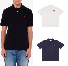 designer T-shirt paris polo Men Women Love letter T-shirt fashion embroidery couple short sleeve high street loose round neck tee red heart tops square neck