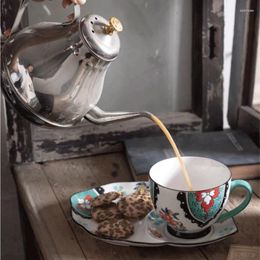 Mugs European Retro Hand-painted Ceramic Cup And Saucer Set Afternoon Tea Creative Coffee Nordic Mug