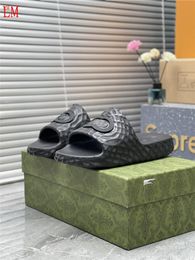 Designer Luxury Black G Matelasse Quilted Rubber Slides Sandals With Box